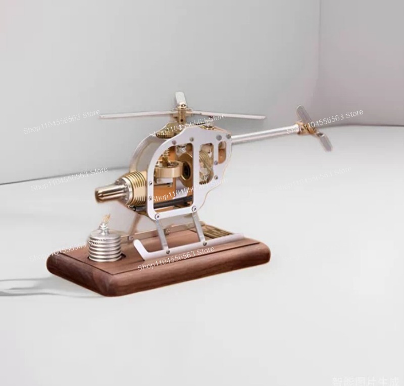 Model Kit Helicopter - ชุดประกอบเฮลิคอปเตอร์เครื่องยนต์สเตอร์ลิงขนาดเล็ก ของเล่นเสริมความรู้ด้านฟิสิกส์ ของขวัญสร้างสรรค์สำหรับเด็กผู้ชาย