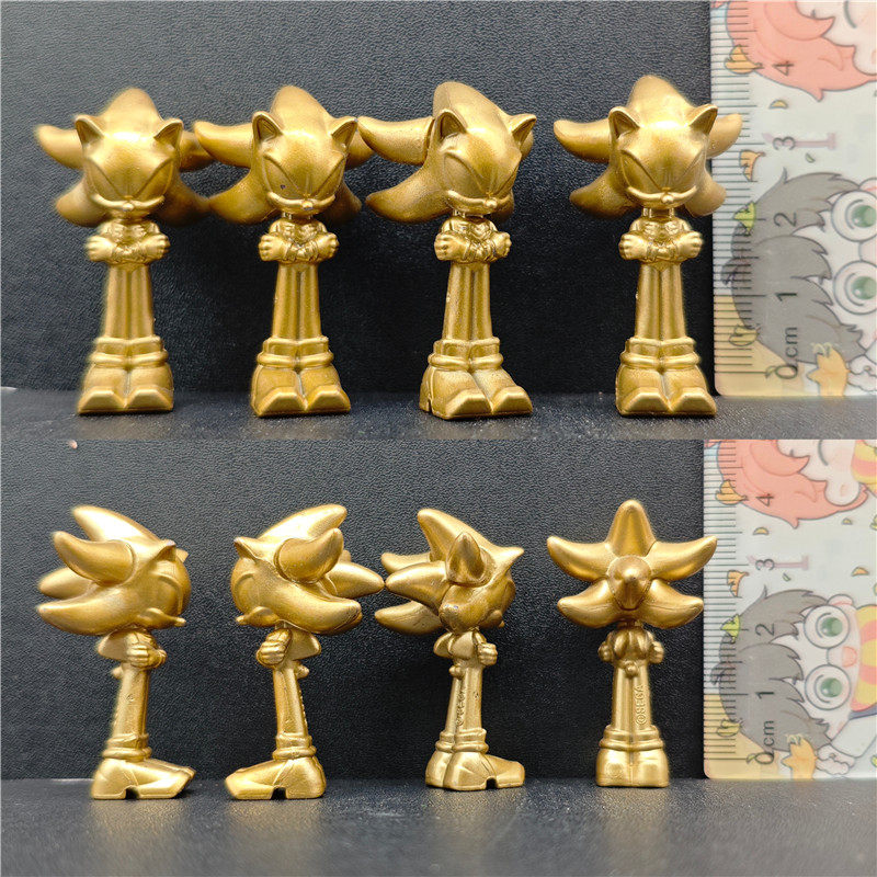 Model Kit Gunpla - เซกา โซนิคเดอะเฮดจ์ฮ็อก ฟิกเกอร์จิ๋วสีทอง รูปปั้นขนาดเล็ก อุปกรณ์ตกแต่งฉากไดโอรามา ของตกแต่งโต๊ะ