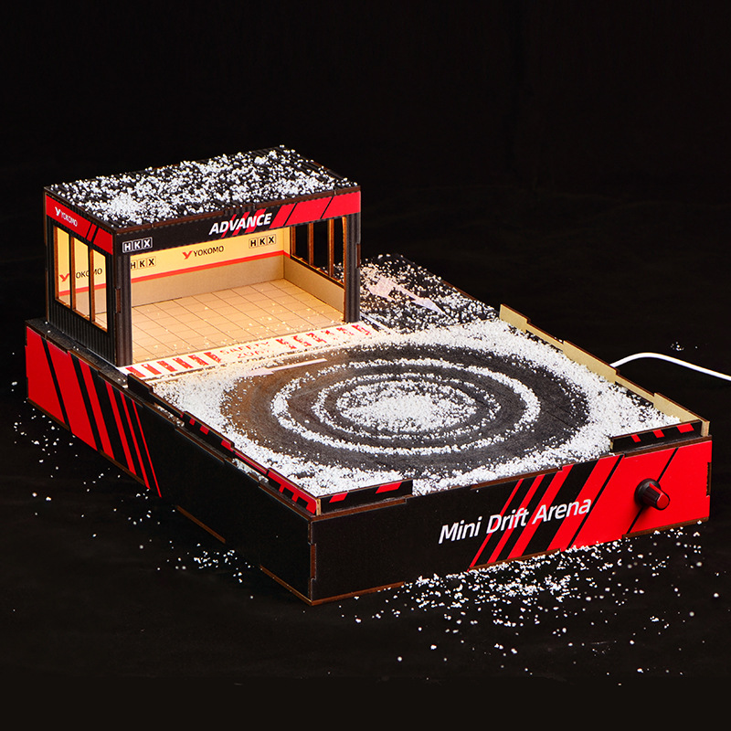 Model Kit Diorama - ชุดสร้างฉากรถดริฟท์ DIY ขนาด 1:64 พร้อมแท่นหมุนและไฟ LED