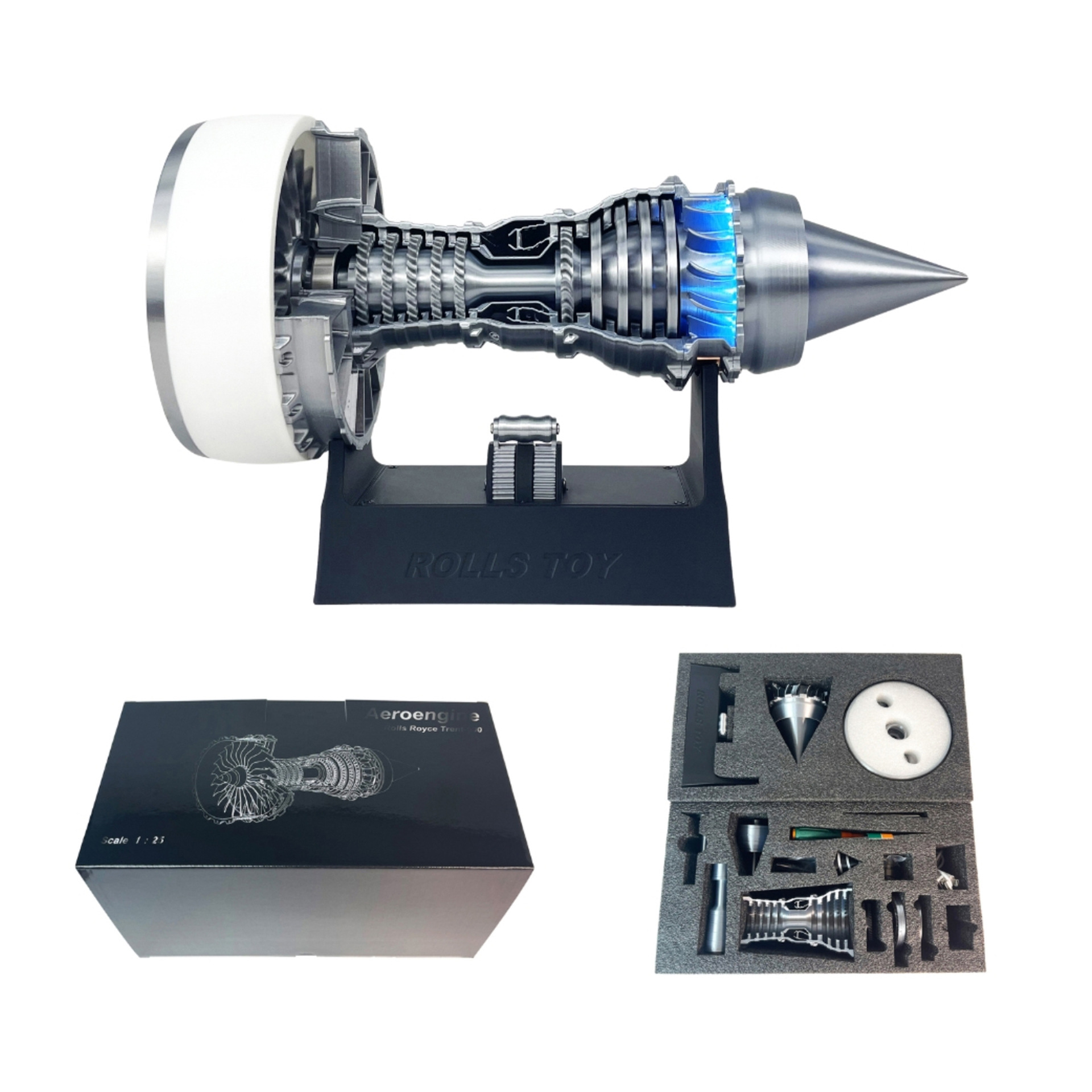 Model Kit Jet Engine - โมเดลเครื่องยนต์กังหันพิมพ์ 3 มิติ - เครื่องบินเจ็ทที่สามารถใช้งานได้จริงพร้อมไฟ LED