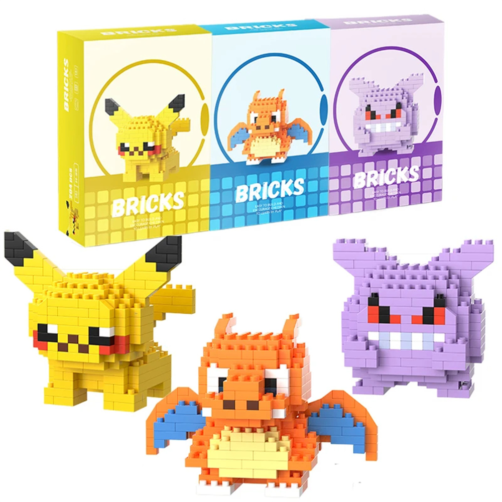 Model Kit Walmart - บล็อกตัวต่อโปเกมอน ปิกาจู ดรากอนไนท์ เกนการ์ มินิ บริคส์