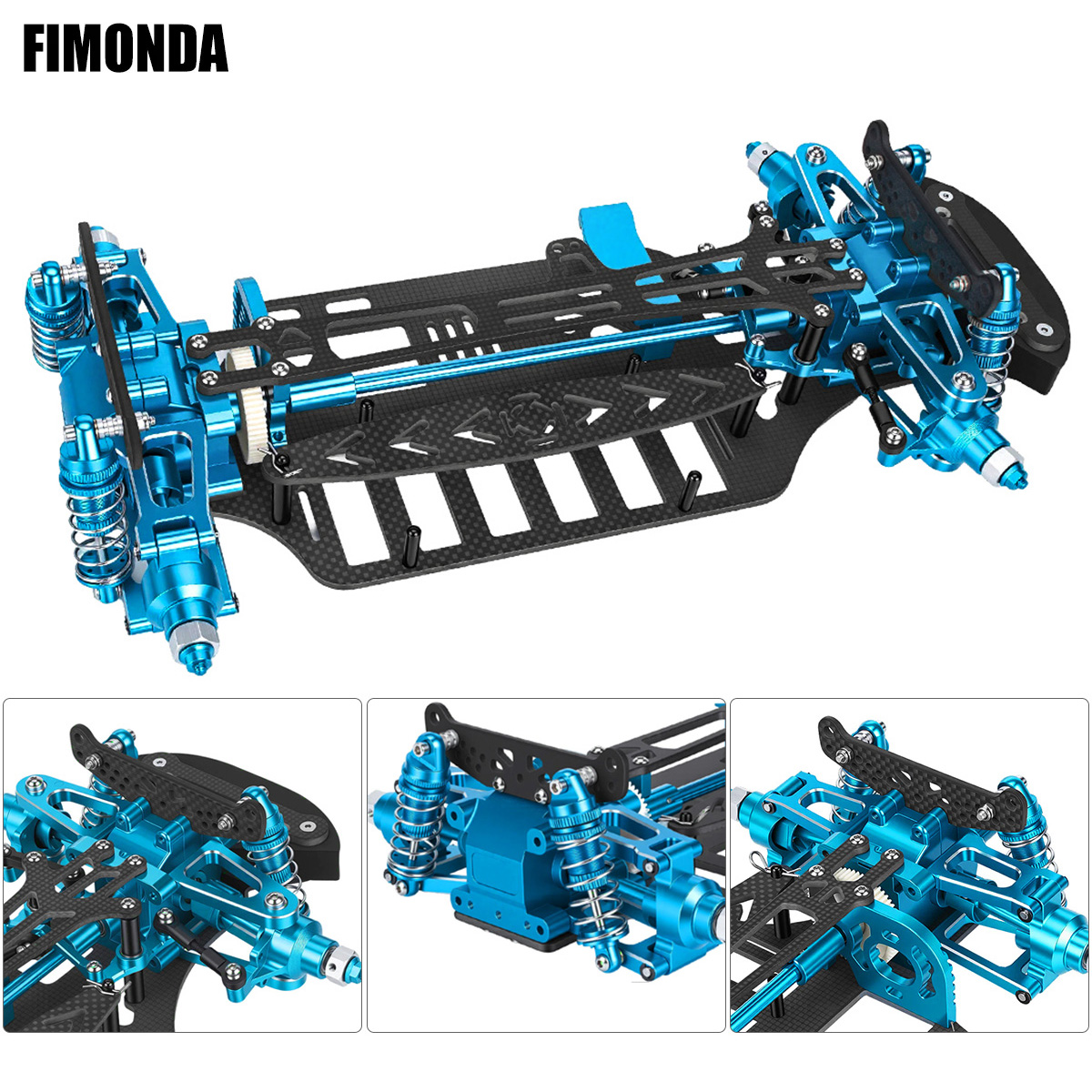Model Kit Tamiya - ชุดโครงอะลูมิเนียมและคาร์บอนไฟเบอร์พร้อมโช้คอัพและระบบขับเคลื่อนสายพาน สำหรับรถ RC ขนาด 1/10 รุ่น