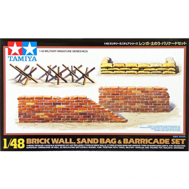 Model Kit Tamiya - Tamiya โมเดล1/48ทหารประกอบจากพลาสติก, อุปกรณ์เสริมสำหรับฉากกระสอบทรายติดผนังอุปสรรคชุดโมเดลสงคราม32508